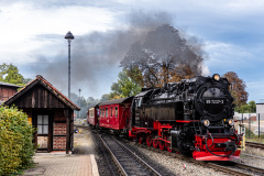 Brockenbahn bei der Ausfahrt aus dem Bahnhof Wernigerode